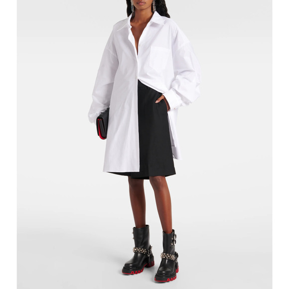 Christian Louboutin Dune Bike Flat Spike Black Leather Platform Ankle Boots 41.5 - Picture 4 of 16